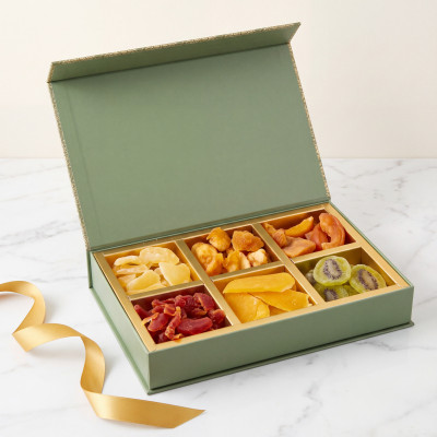 Box regalo frutta disidratata 6 scomparti Natural Raja – scatola aperta