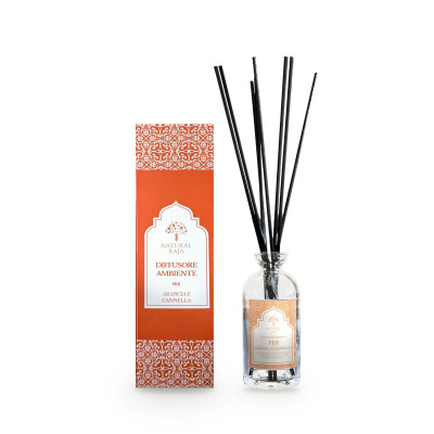 Diffusore a bastoncini Fez – Arancia e Cannella 250 ml con scatola, Natural Raja