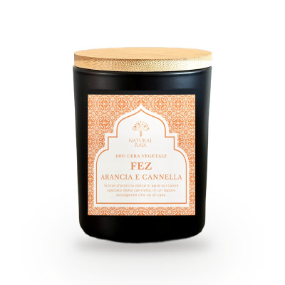 Candela profumata Fez – Arancia e Cannella 200 g in cera vegetale, Natural Raja