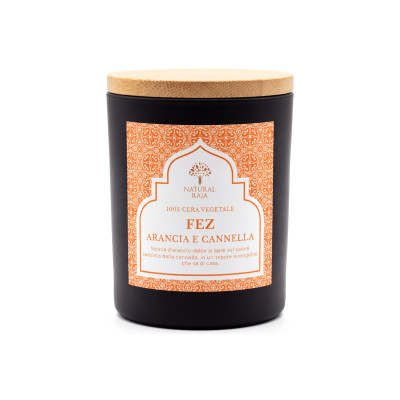 Candela profumata Fez – Arancia e Cannella 200 g in cera vegetale, Natural Raja