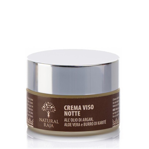 Crema Viso Notte con Olio di Argan, Acido Ialuronico, Aloe Vera e Burro di Karité
